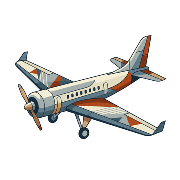 Vintage Airplane on White Background.