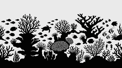 Silhouette underwater coral reef scene © Star