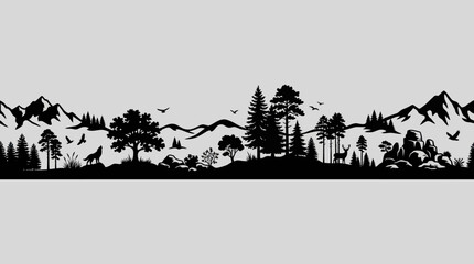 Silhouette wildlife landscape panorama © Star