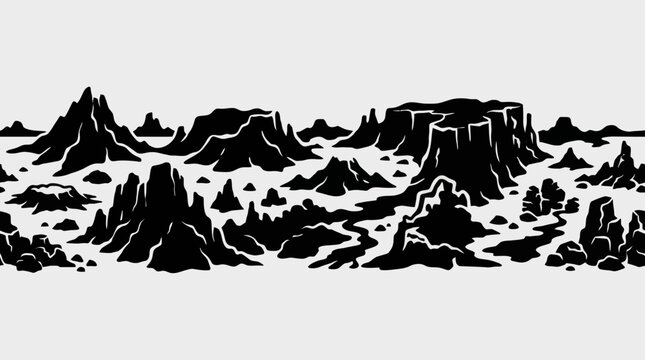 Stylized mountain range landscape silhouette