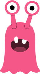 Cute pink monster with big eyes. Cartoon creature mascot. Funny character design.