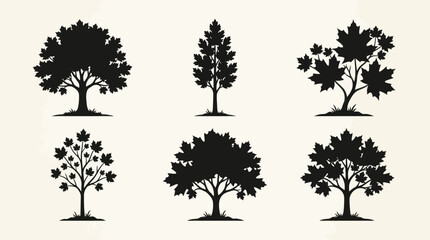 Fototapeta premium Tree silhouettes collection