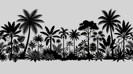 Fototapeta premium Tropical jungle vegetation silhouette