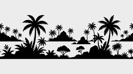 Tropical landscape silhouette border © Topscor