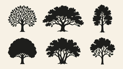 Fototapeta premium Tree silhouettes collection