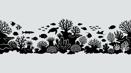Underwater coral reef ecosystem silhouette © UDIN BADEG