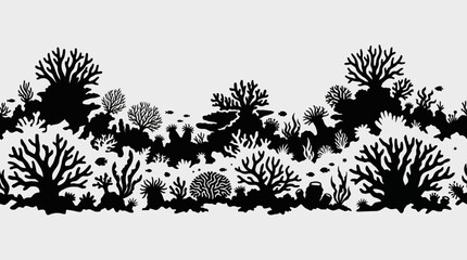 Underwater coral reef silhouette border © UDIN BADEG