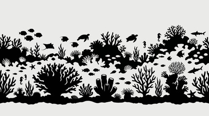 Underwater coral reef silhouette border © UDIN BADEG