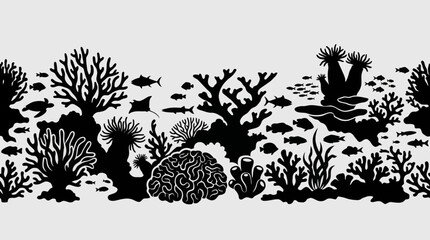 Underwater coral reef silhouette © UDIN BADEG