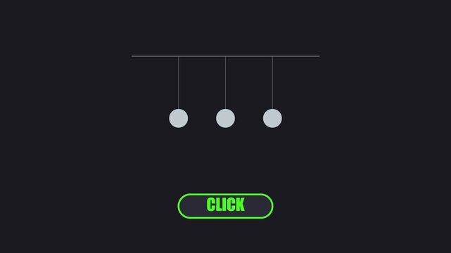 Minimalist pendulum animation with click button interface for ui and interactive web concepts 4k