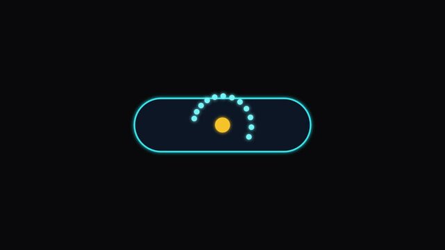 Minimalist ui toggle switch animation with glowing circular loading progress indicator 4k button