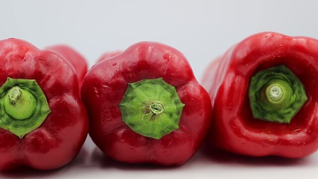 Red peppers in slow motion.