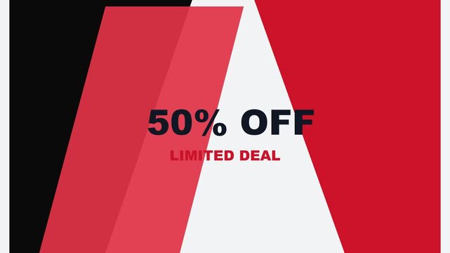 50% off limited deal promotional motion animation 4k background, for sales and, marketing campaigns discount