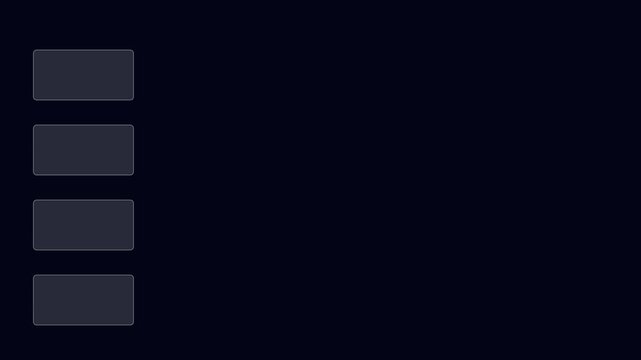 Abstract digital interface loading animation with glowing rectangular progress bars on dark 4k background