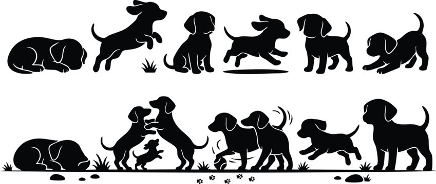 Dog Silhouette Bundle | Premium Black Dog Breed Silhouettes Vector Clipart for Cricut, Laser Cutting & Commercial Use