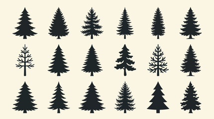 Collection of pine tree silhouettes © Zero