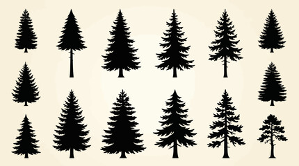 Fototapeta premium Circular tree silhouettes graphic design