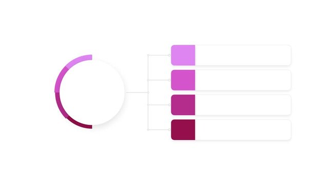 Loading circle animation with pink color palette blocks for digital interface