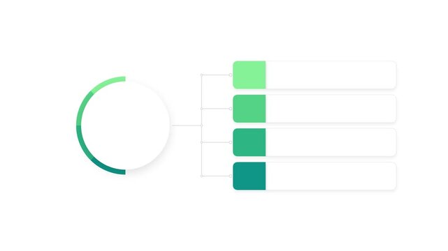 Green gradient circular progress bar with four square data points