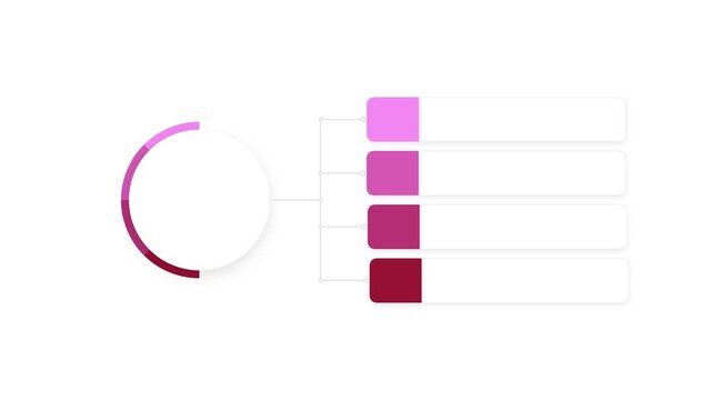 Pink color palette chart with circular gradient and four square swatches