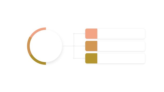 Abstract loading animation with a rotating semi circle and three colored squares