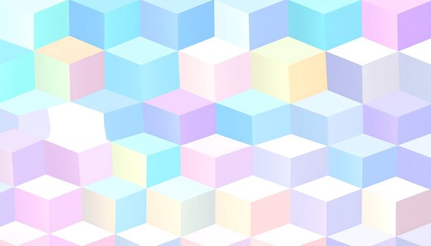 Abstract geometric pattern in pastel colors and cubes.