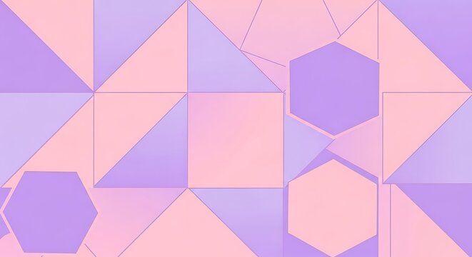 Abstract geometric pattern with purple hexagons and triangles.