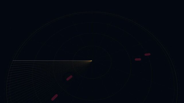 Sci-Fi Sonar Depth Threat Sweep Tactical Radar Loop, Deep Sea Submarine Sonar Screen with Underwater Target Tracking