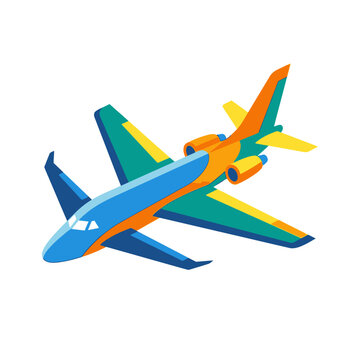 Multicolor Airplane in Flight View.