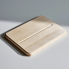 Fototapeta premium Flat oak cutting board with deep knife groove on sage