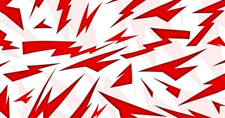 Dynamic red and white abstract background with jagged lightning pattern. High-energy stippled zigzag texture for activewear apparel, sports team graphics, and striking promotional banner design © Abdullah Studio