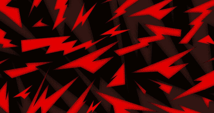 Intense red and black abstract background with jagged lightning pattern. High-energy stippled zigzag texture for aggressive sports graphics, esports gaming overlays, and edgy streetwear