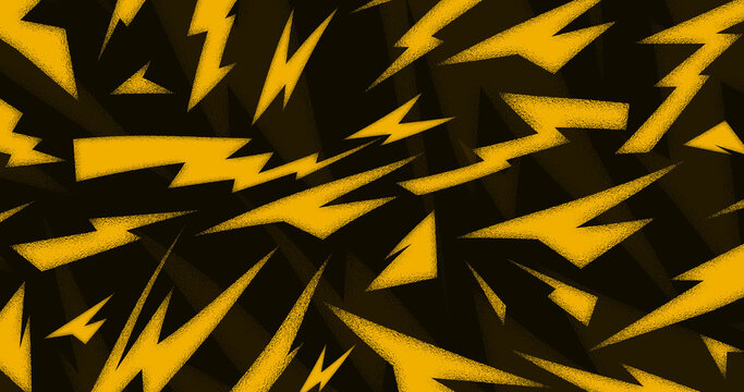 High-energy yellow and black abstract background with jagged lightning pattern. Dynamic zigzag stipple texture for esports jerseys, motorsport racing apparel, and aggressive gaming graphics