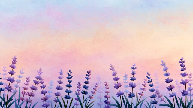 Lavender floral border on a soft pastel background with generous copy space