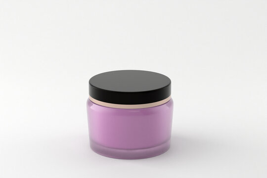 Cosmetic cream jar pink bottle with black cap isolated on white background 3d rendering