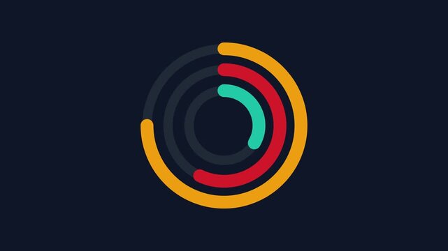 Animated circular progress bar loading indicator with colorful concentric rings animation 4k