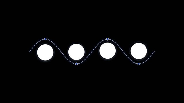 Sine wave animation with moving white circles along a dashed path