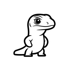 Fototapeta premium Cute Cartoon Lizard Outline Vector Illustration. Simple Black and White Reptile Graphic Design Element for Kids and Logos.