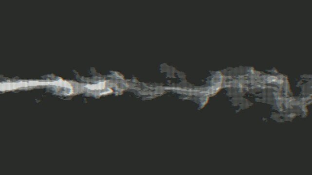 Horizontal smoke stream pixel art animation.