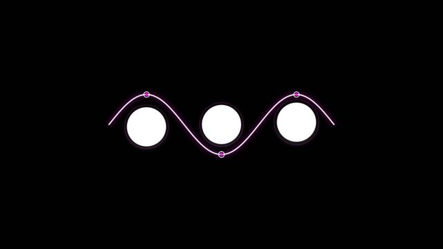 Sine wave animation with three circular loading dots on a black background