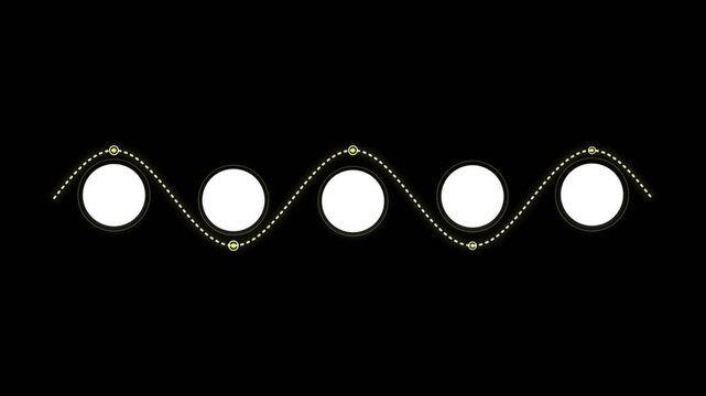 Sine wave animation with glowing yellow circles on a dark background