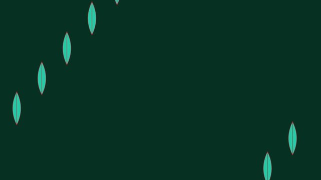 Minimalist green abstract motion animation 4k background, with floating teal, leaf shapes