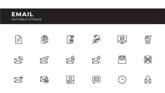 Minimalist email communication icon set
