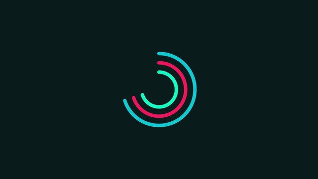 Minimalist loading spinner animation with concentric circular progress bars on dark 4k background