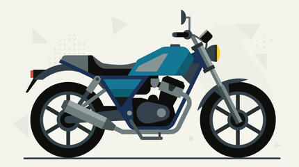 Motorcycle stands in a profile position against a light background to showcase classic vehicle design. © Awais
