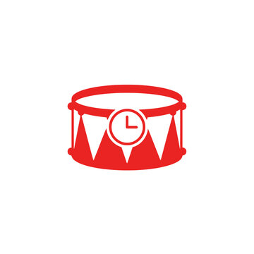 Red Drum with Clock Symbol Icon Design.