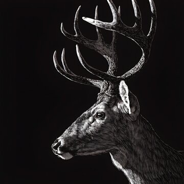 Majestic deer with large antlers standing in profile