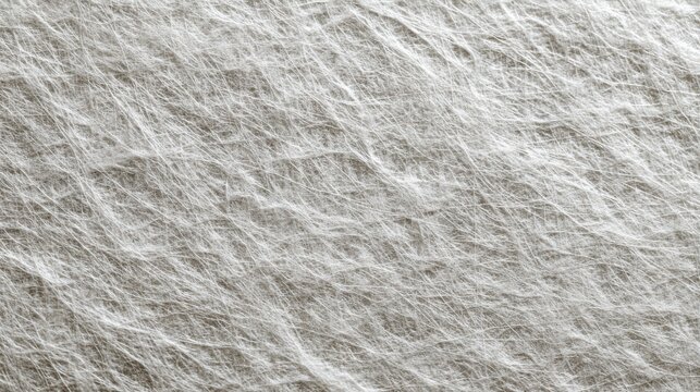 Close-up texture of white non-woven synthetic fabric with fine interlocking fibers