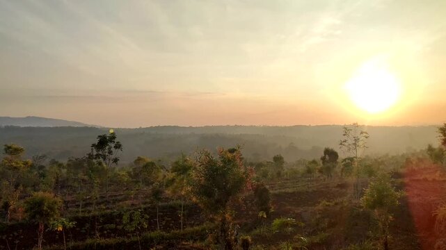 sunset landscape in the hill
