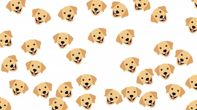 Many happy golden labrador retriever dog face pattern illustrations suitable for dogthemed products, stationery, textiles, and childrens items.